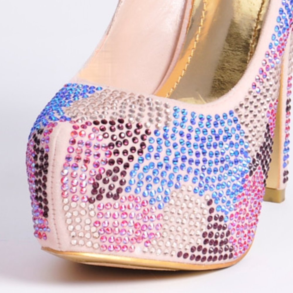 ALBA, Platform, Rhinestone, Multi Colored, High Heal, Size 6.5 - Picture 9 of 9